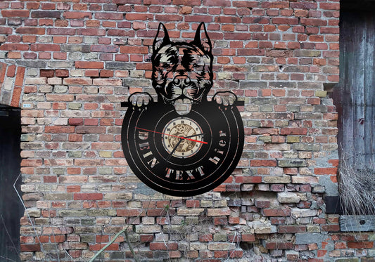 American Staffordshire Terrier  Wanduhr Uhr Holzuhr Uhren  Holz Armbanduhr Hundezucht Bild  Hundefreund Geschenkidee persönliches Geschenk