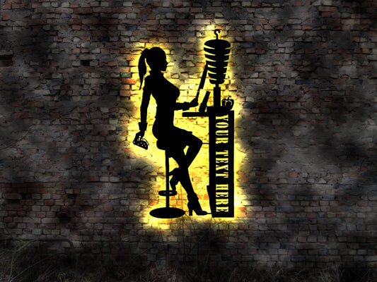 Custom personalisiertes hot Girl LED Pizza Imbiss Döner Werbung Reklame no Neonreklame Schild Doner Spieß Kebab Leuchtschild LED Deko Schild