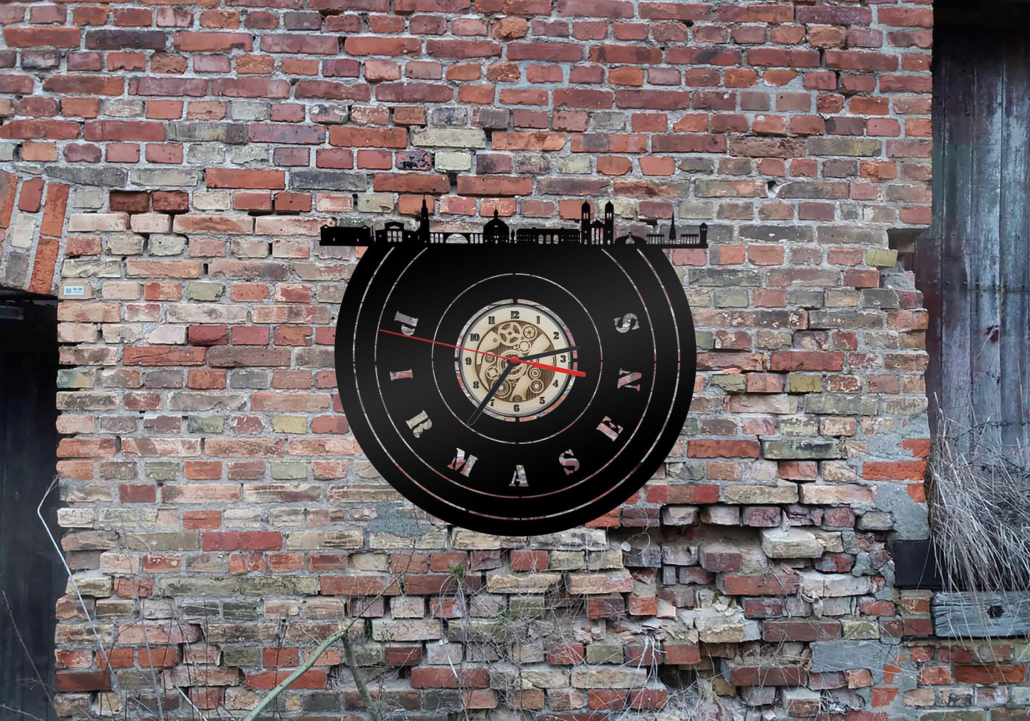 Stadt Pirmasens  Wanduhr Uhr Holzuhr Uhren Ziffernblatt Clock Holz Armbanduhr Skyline Silhouette  Aufkleber