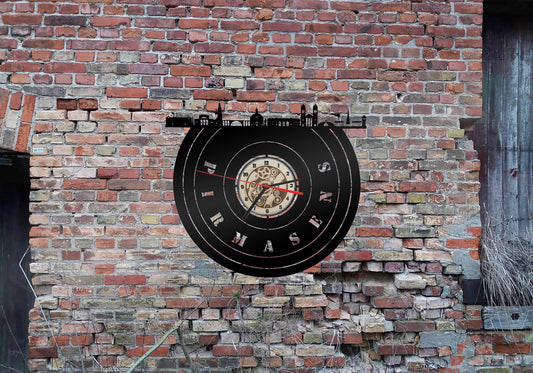 Stadt Pirmasens  Wanduhr Uhr Holzuhr Uhren Ziffernblatt Clock Holz Armbanduhr Skyline Silhouette  Aufkleber