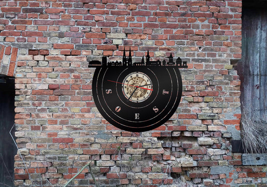Stadt Soest Wanduhr Uhr Holzuhr Uhren Ziffernblatt Clock Holz Armbanduhr Skyline Silhouette  Aufkleber