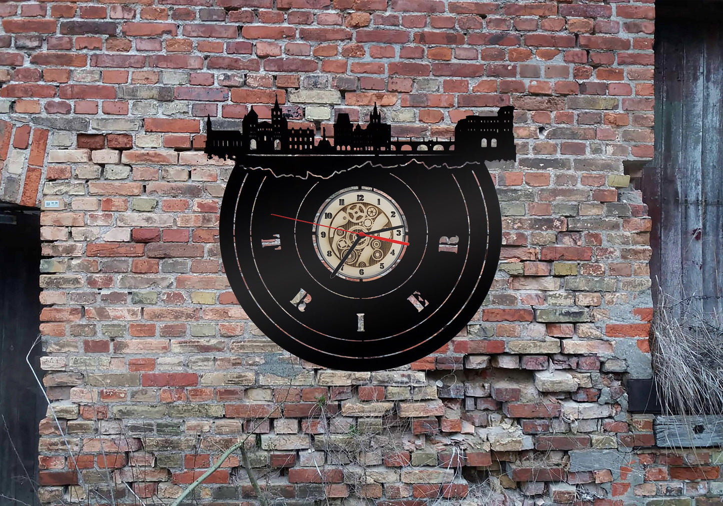 Uhr Wanduhr Bild Trier Stadt  Skyline Silhouette Aufkleber Andenken Pension Autoaufkleber Sehenswürdigkeiten Markt