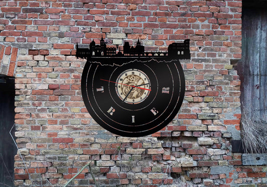 Uhr Wanduhr Bild Trier Stadt  Skyline Silhouette Aufkleber Andenken Pension Autoaufkleber Sehenswürdigkeiten Markt