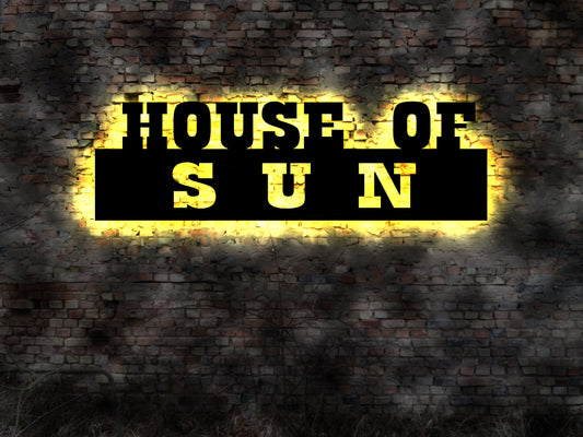 House of  Sun Schild Solarium Deko Sonnenbank Sonne PV Anlage Firmenschild Photovoltaik Förderung Logo Sonnenstudio