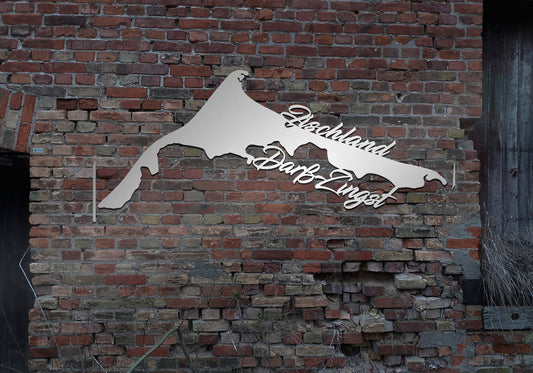 Fischland Darß-Zingst   Edelstahl  Wandkunst Stahl rostfrei  Metallkunst  Schild Cortenstahl rostend rostig verrostet Corten