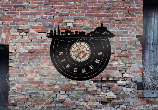 Uhr Wanduhr Bild Siegburg Stadt  Skyline Silhouette Aufkleber Andenken Pension Autoaufkleber Sehenswürdigkeiten Markt