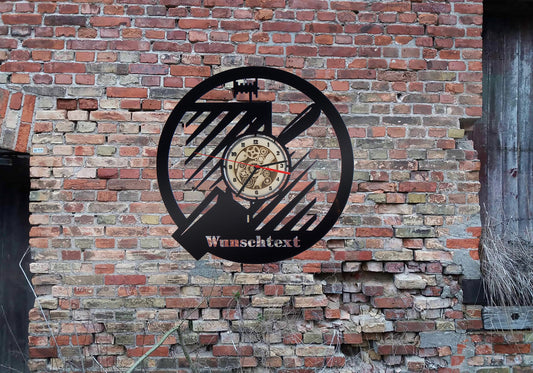Wanduhr Uhr Holzuhr Uhren Ziffernblatt Fliesenleger Handwerk Zunft Zeichen Schild Aufkleber Werbung
