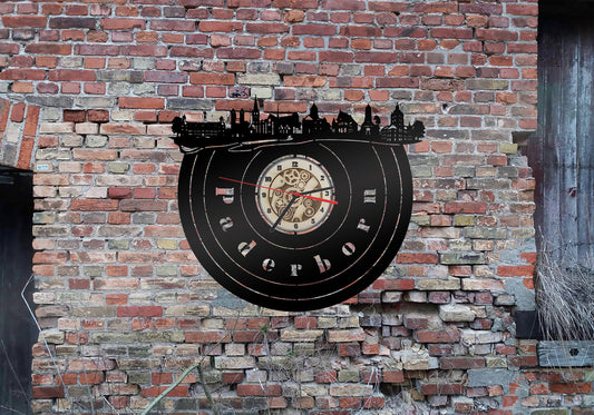 Uhr Wanduhr  Wanduhr Skyline Paderborn Stadt  Hochstift Schloss Pension Schild Deko Bild Aufkleber