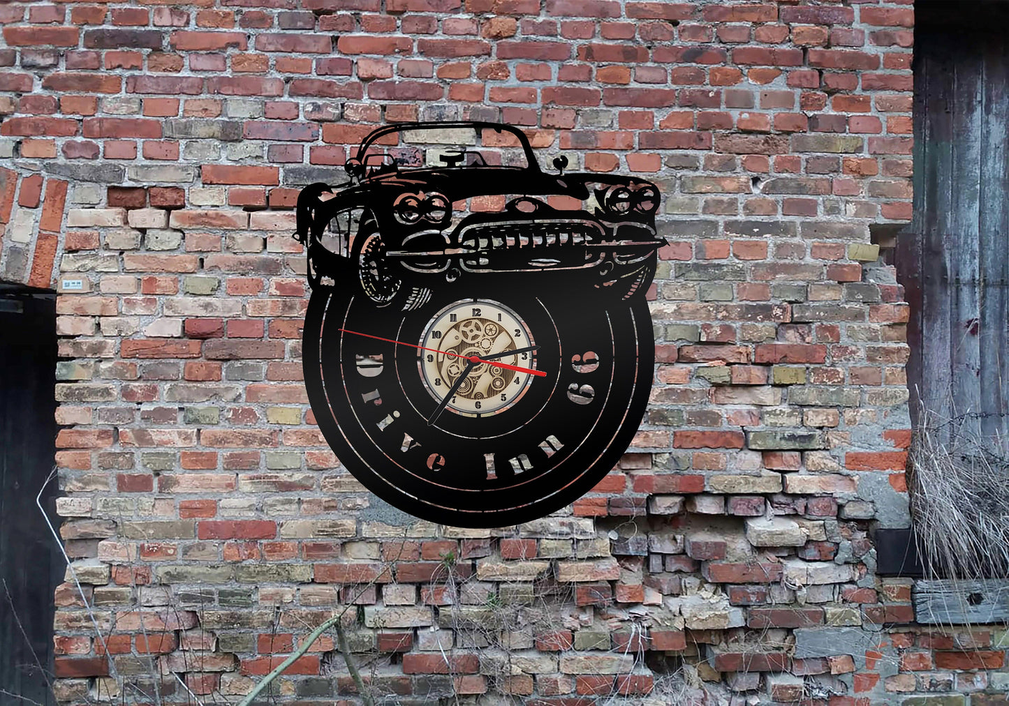 Uhr Wanduhr 3D Muscle Car Garage LED Neon Sign Nachtlicht Neonreklame V8 US Oldtimer Coupe Neon sign Blechschild Drive INN 66