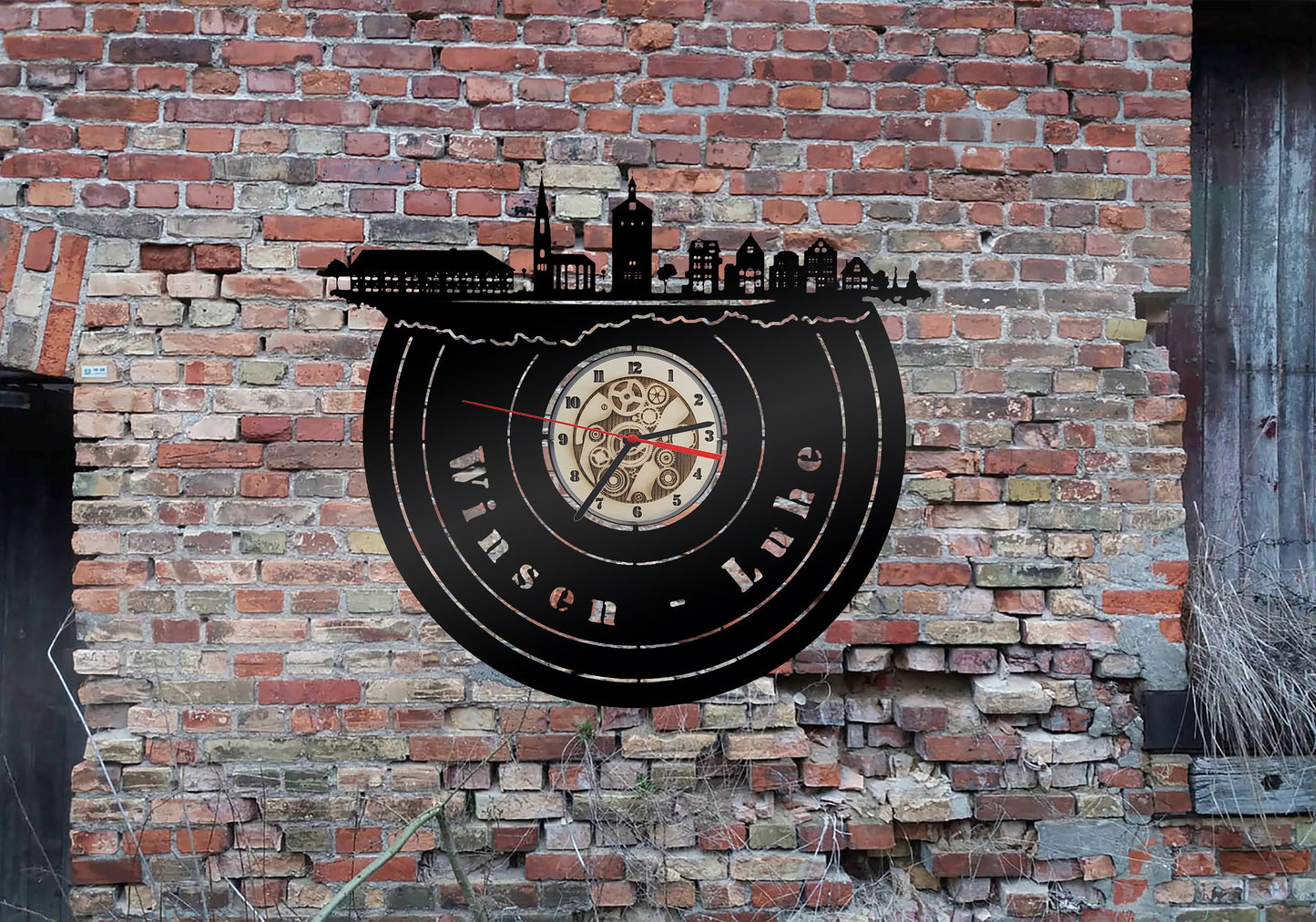 Uhr Wanduhr  Wanduhr Skyline Winsen Luhe  Silhouette Hotel Urlaub