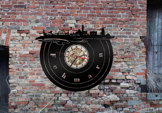 Uhr Fehmarn Insel Urlaub LED Wandbild Holz Stadt AK Karte Map Wandsticker Wandtattoo Reiseführer Silhouette