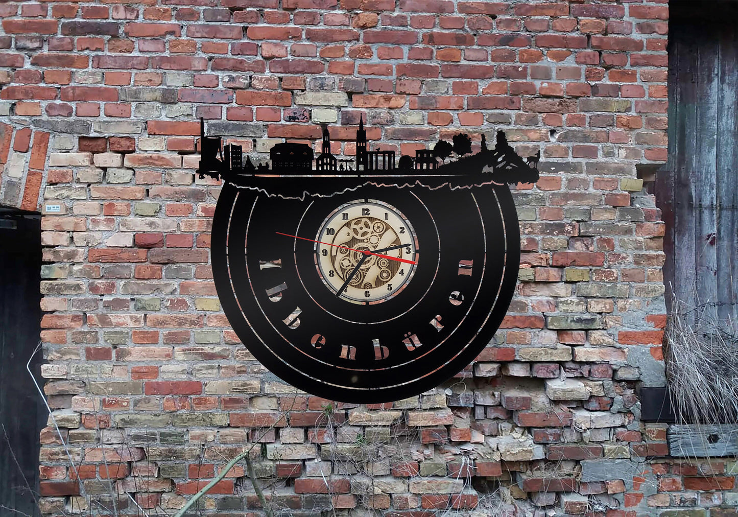 Uhr Wanduhr  Wanduhr Skyline Ibbenbüren  Silhouette Hotel Urlaub Hansestadt