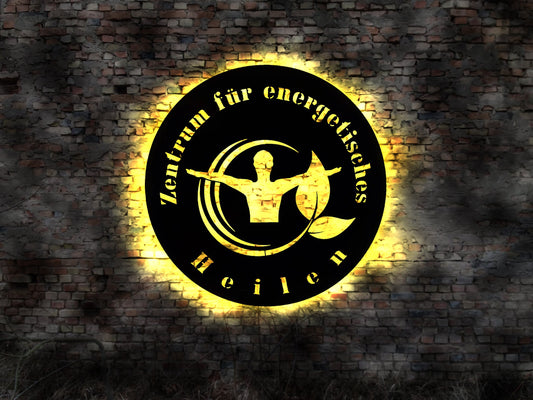 Zentrum für energetisches Heilen Geomantie Logo Schild Emblem LED beleuchtet Praxis Beratung energetische