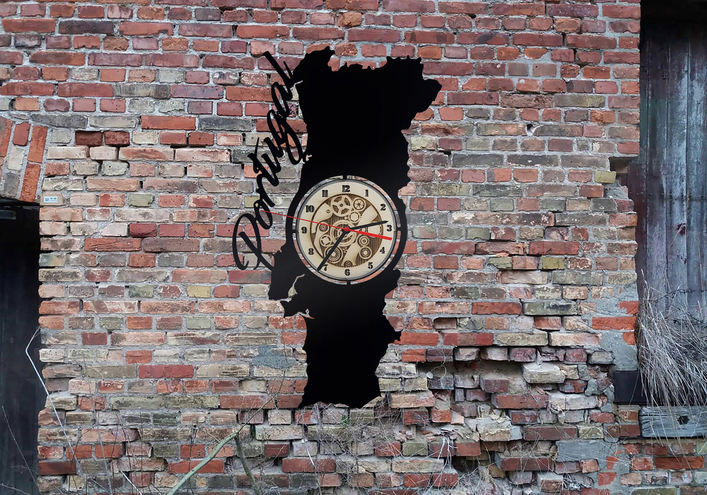 Uhr Wanduhr  Wanduhr Skyline Portugal Land   Silhouette Hotel Urlaub