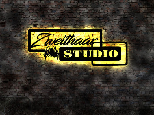 Zweithaar Studio LED Leuchtschild Schild Frisur Perücke Männer Haarschnitt