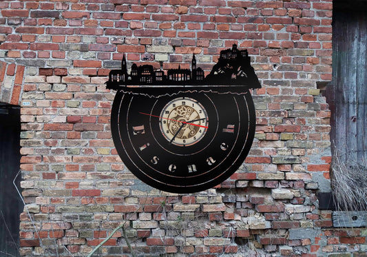 Uhr Stadt Eisenach  LED Wandbild Holz  Wandtattoo Silhouette