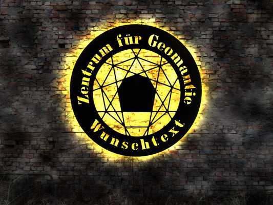Geomantie Logo Schild Emblem LED beleuchtet Praxis Beratung energetische