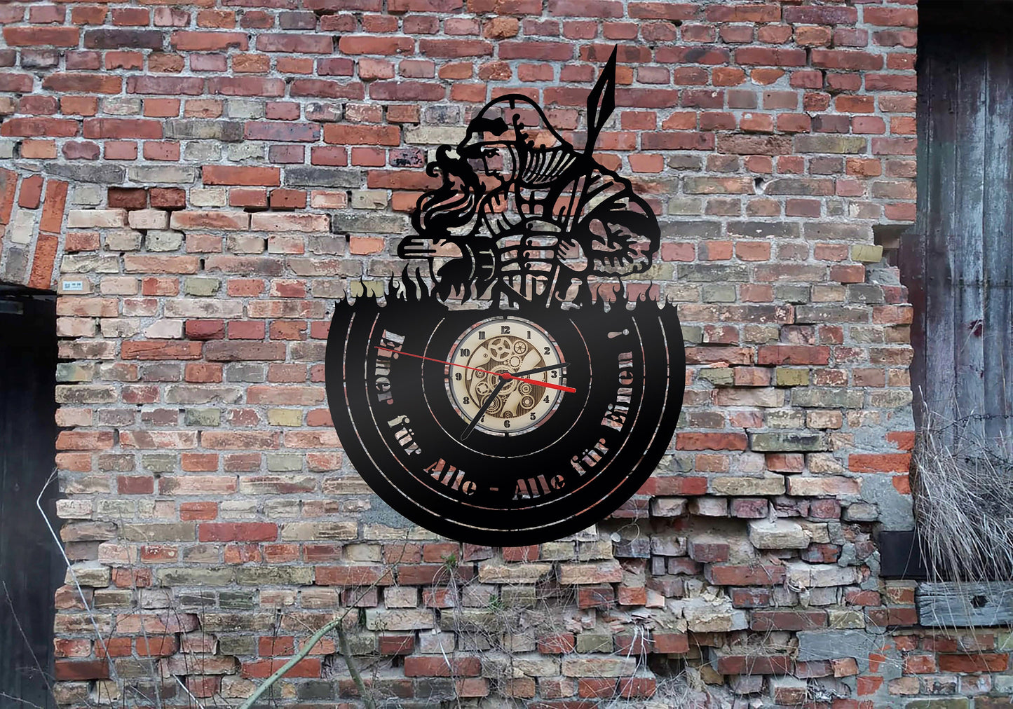 Uhr Wanduhr Heiliger Florian Schild no Aufkleber Bild Figur Schornsteinfeger Feuerwehr THW LED Aufkleber Logo Buch Firmenschild