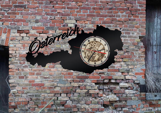 Uhr Wanduhr Österreich Austria Wien Schild