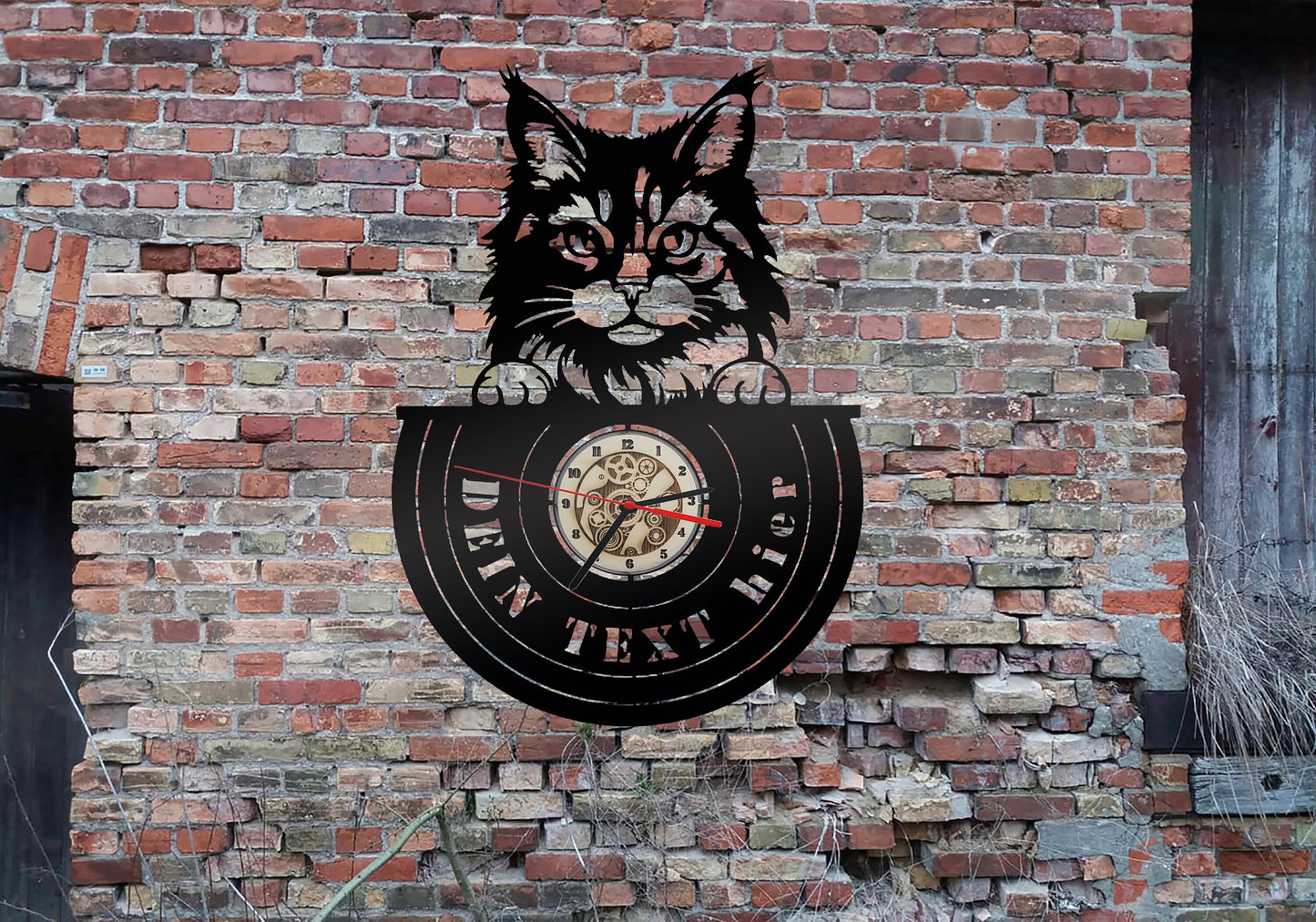 Uhr Wanduhr Uhren Maine-Coon-Katze LED Wandbild aus Holz Maine Coon Katze