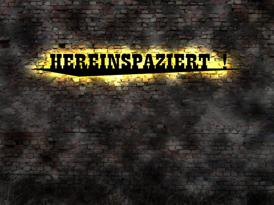 LED Leuchtschild Schild beleuchtet Hereinspaziert