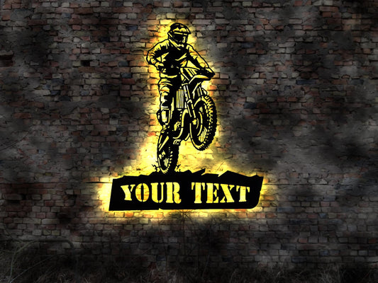 Individualisierbar LED Leuchtreklame 3D  Deko Super Moto Supermoto  Motocross Biker Motorrad Rennen Rennfahrer Vollcross
