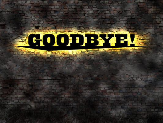 LED Leuchtschild Schild Goodbye Good Bye Auf Wiedersehen Reklameschild Laden Tschüss