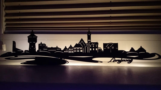 Batteriebetriebene Skyline Langeoog Deko  LED Wandbild   Holz Stadt AK Karte  Wandtattoo
