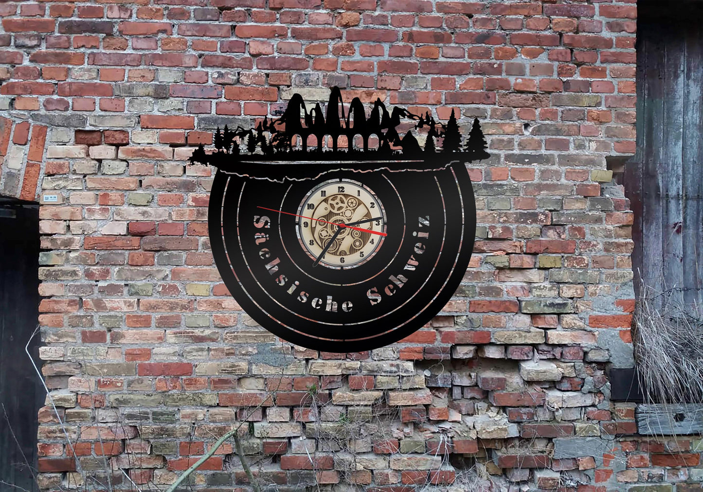 Uhr Skyline Sächsische Schweiz Wanddeko Wanduhr