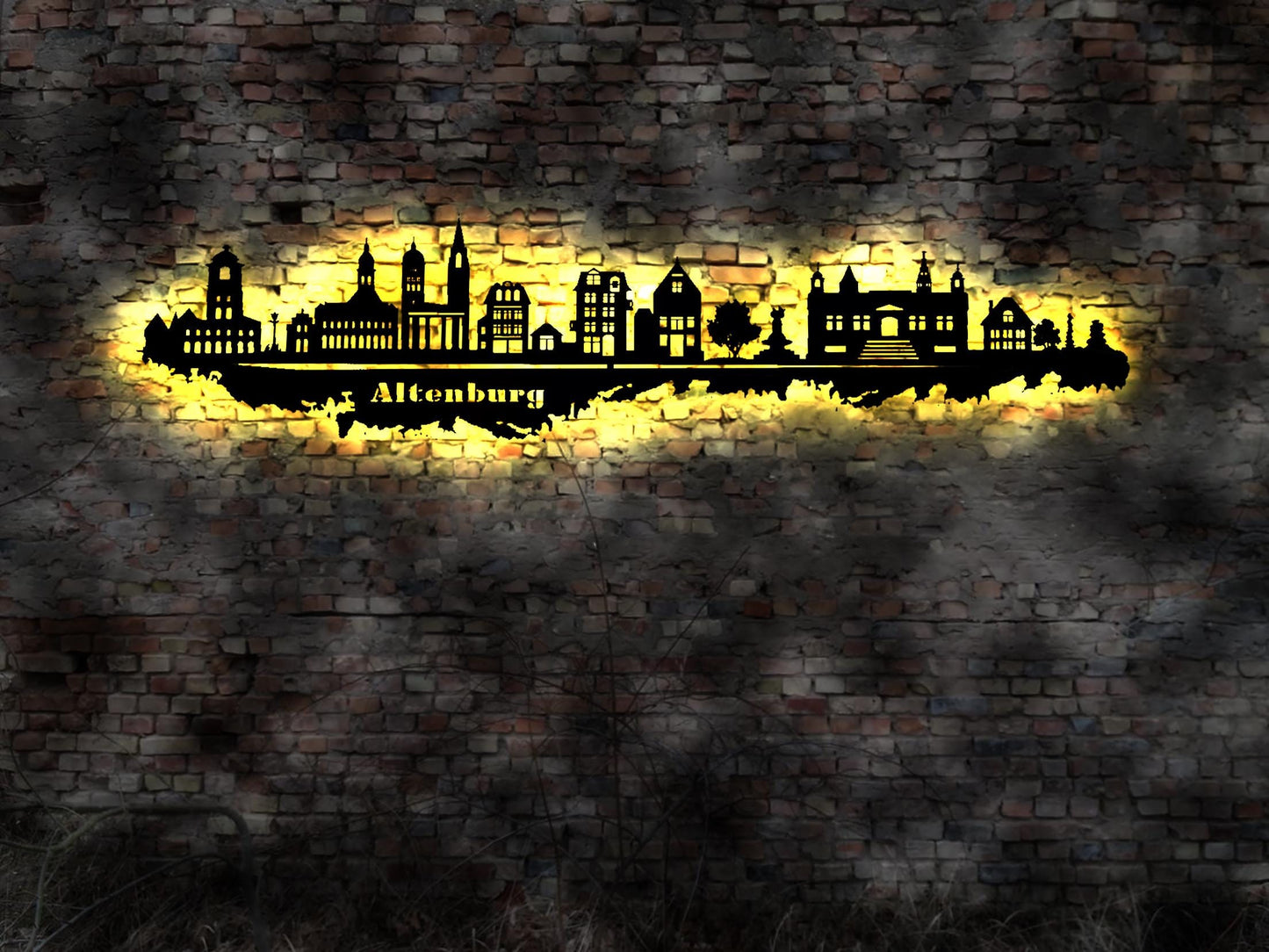 Skyline Stadt Altenburg  LED Wandbild Holz Stadt