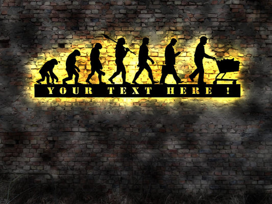 LED Schild Einkäufer Einkaufswagen Evolution Laden Einzelhandel Store Ladengeschäft