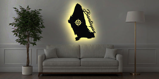 Skyline Insel  Bantayan  Philippinen  LED Wandbild   Holz Philippinenes  Wandsticker Wandtattoo Reiseführer Silhouette