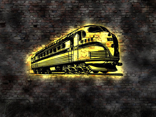 USA   Lok Eisenbahn Schild Schiene Wagon Bahnhof Modelleisenbahn Leuchtschild LED Deko Auto Autoaufkleber Schild