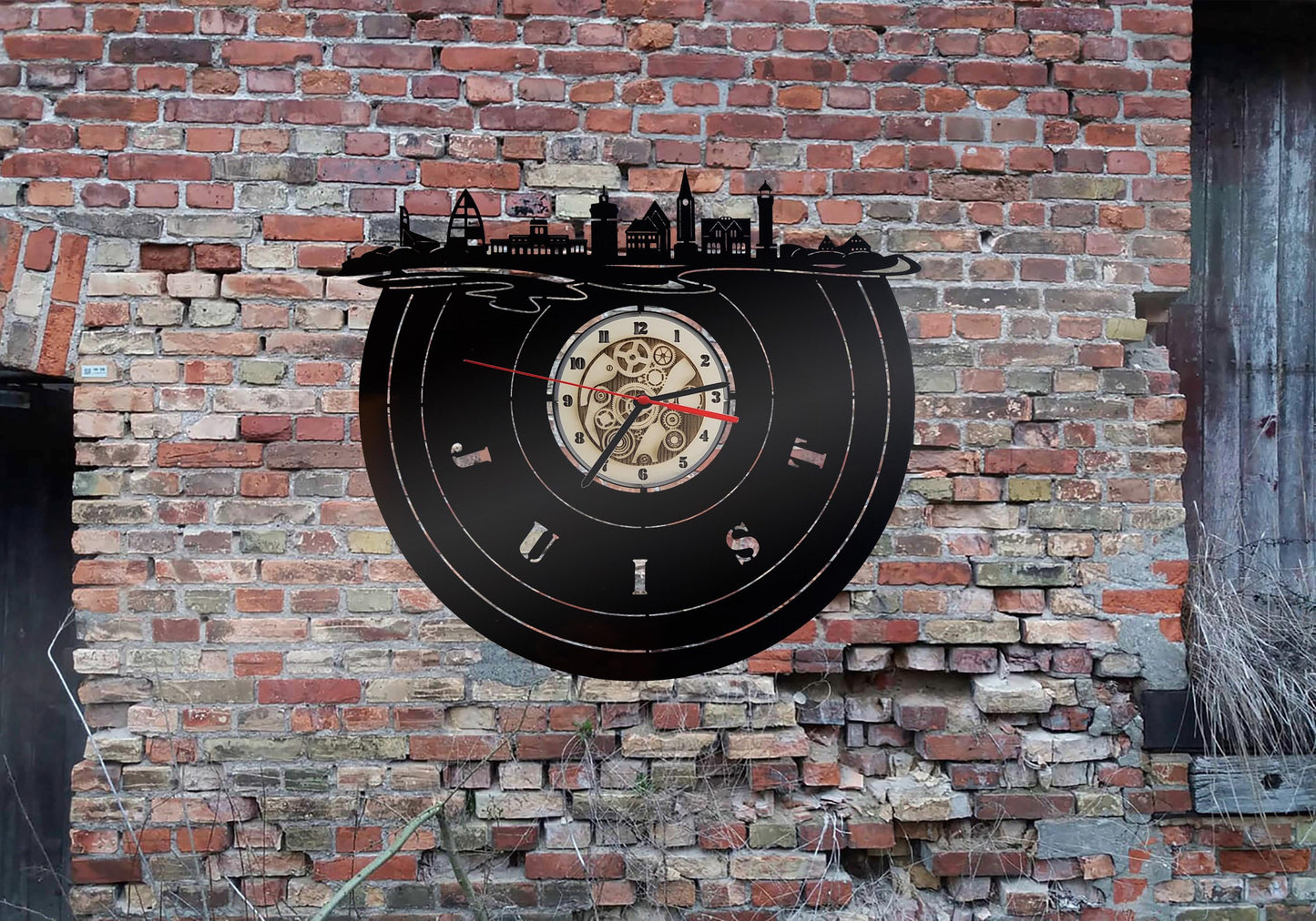 Uhr Wanduhr Bild  Skyline Insel Juist