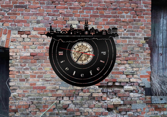Uhr Wanduhr Bild Bielefeld Skyline  Silhouette Umriss Bild Deko