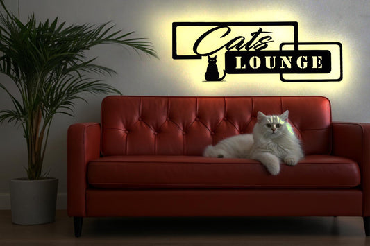 LED Bild  Leuchtreklame Schild Cats Lounge Katze