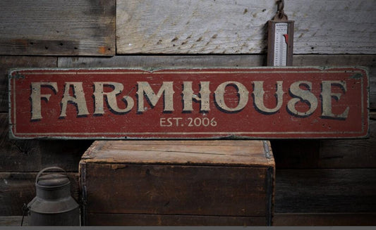 Bauernhaus Holzschild  Geschenk, Individuelle Bauernhof Dekoration - Rustikale Handgefertigte Vintage Holzschild Dekoration