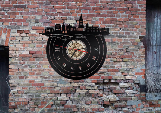 Skyline Konstanz Wanduhr Uhr Holzuhr Uhren Ziffernblatt Küchenuhr große Uhr Wand Holz