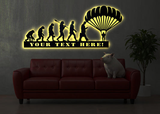 LED Schild beleuchtet Fallschirm Fallschirmsprung Fallschirmspringer Geschenk Gutschein
