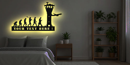 Fluglotse LED Wandbild Flugzeug Verkehrsflugzeug  Flughafen Geschenk individuell personalisierbar