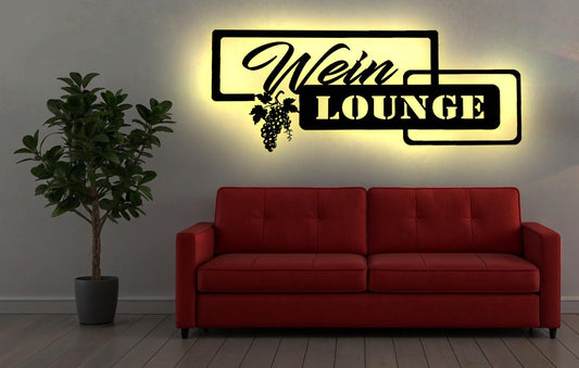 Wein Lounge LED Schild Weingeschenke Weinhändler Wandtattoo